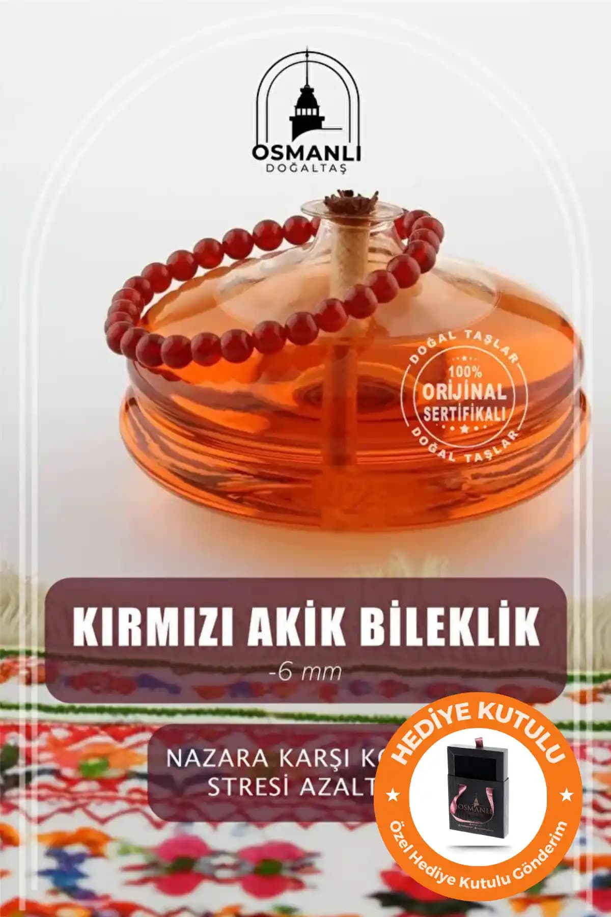 Osmanlı Doğal Taş Kırmızı Akik Bileklik: Enerji ve Estetiğin Buluşması