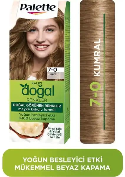 Palette Kalıcı Doğal Renkler 7-0 Kumral Shea Yağı Saç Boyası ile Doğal ve Parlak Saçlara Kavuşun