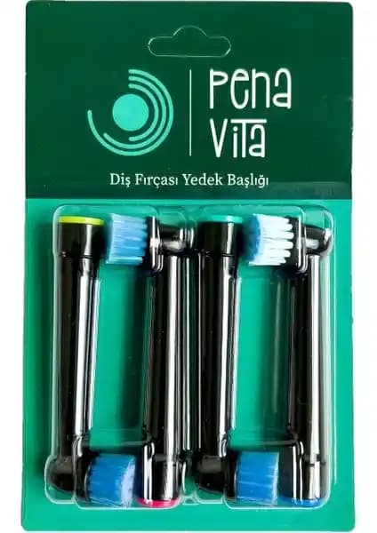 Pena Vita Siyah Yedek Başlıklar: Oral-B uyumlu etkili ve dayanıklı diş fırçası başlıkları