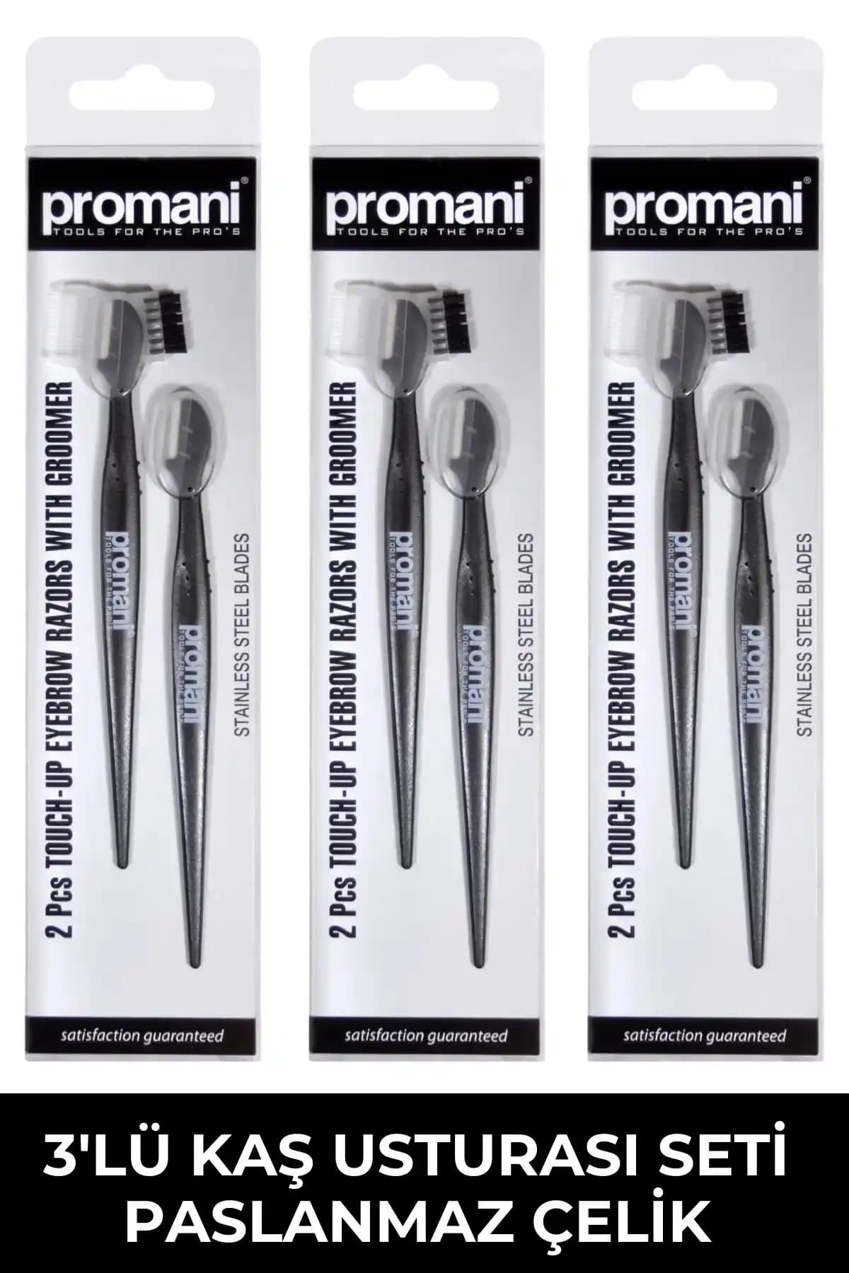 Promani Profesyonel Paslanmaz Çelik Kaş Usturası ve Yüz Jileti Seti - Dayanıklı ve Hijyenik Tasarım