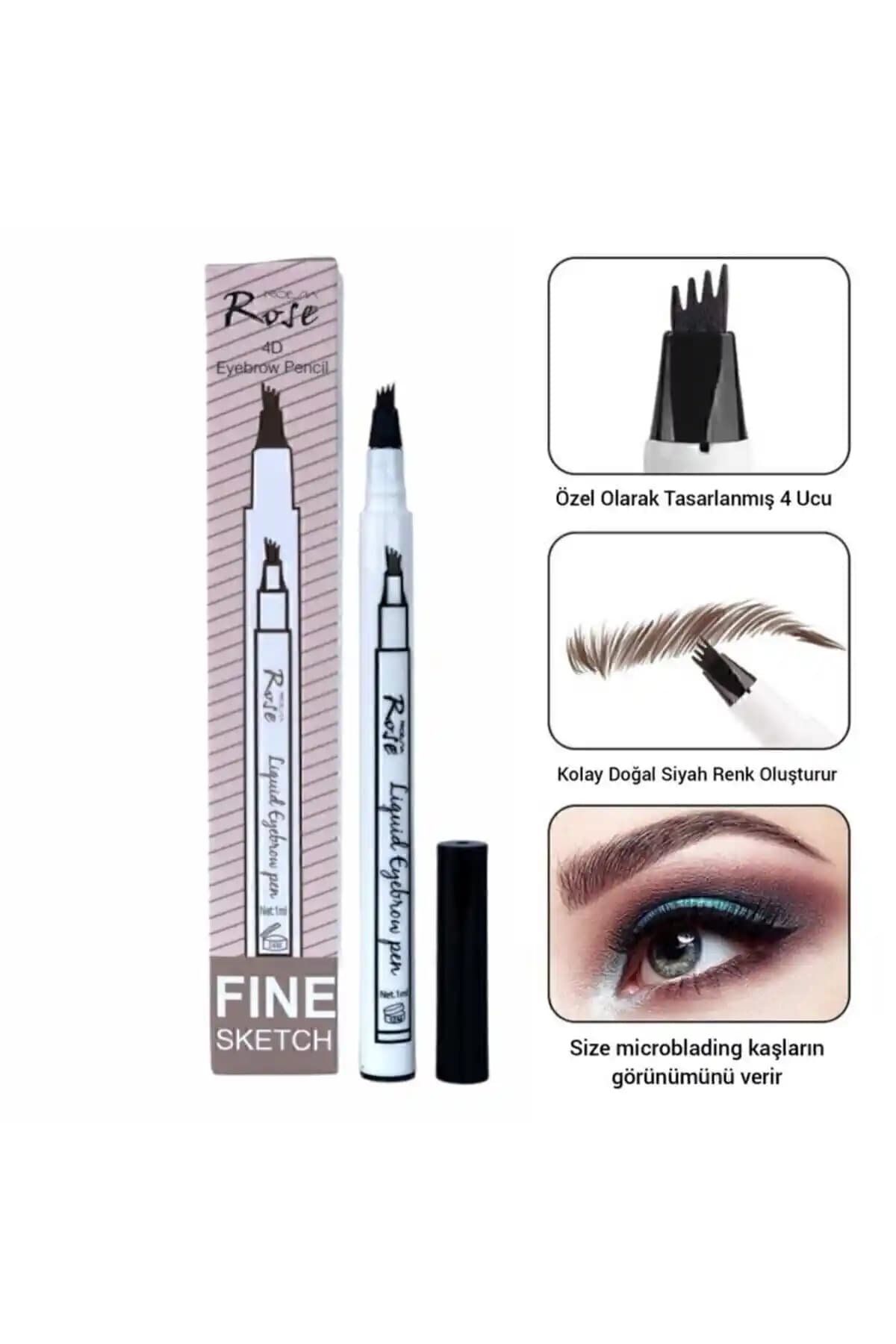 Roesıa Rose Siyah Rose Microblading Kalemi ile Kalıcı ve Doğal Kaş Şekillendirme