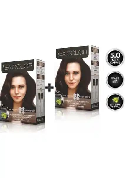 Sea Color 5.0 Açık Kahve Saç Boyası Seti Kalıcı ve Doğal Renk Sağlayan Ürün
