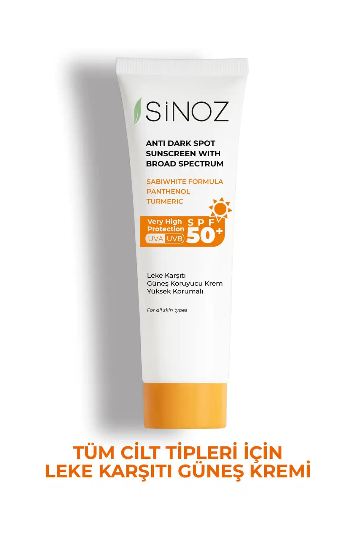 Sinoz SPF 50 Leke Karşıtı Yüksek Koruyucu Yüz Güneş Kremi Kuru ve Normal Ciltler İçin