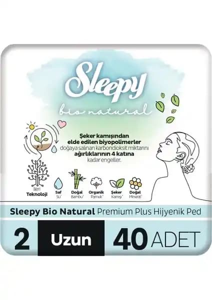 Sleepy Bio Natural Premium Plus Uzun Hijyenik Ped Kadınlar İçin Günlük ve Gece Kullanımı