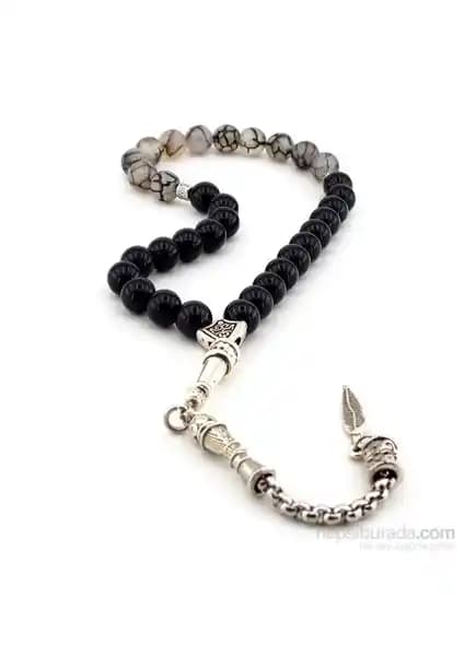 Solfera Karınca Akik ve Oniks Doğal Taş Tesbih: Şık ve Dayanıklı El İşçiliği Takı