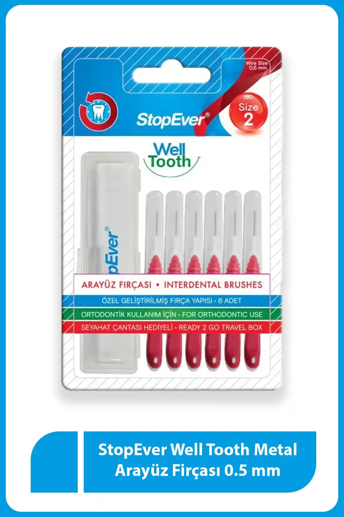 StopEver Well Diş Arayüz Fırçası 0,5 mm Kırmızı – Hassas ve Etkili Diş Temizliği Çözümü
