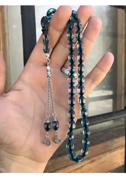 Sultan Telkari Mavi Renk Sürmeli Model Beyzi Kesim Toz Kehribar Tesbih Özellikleri