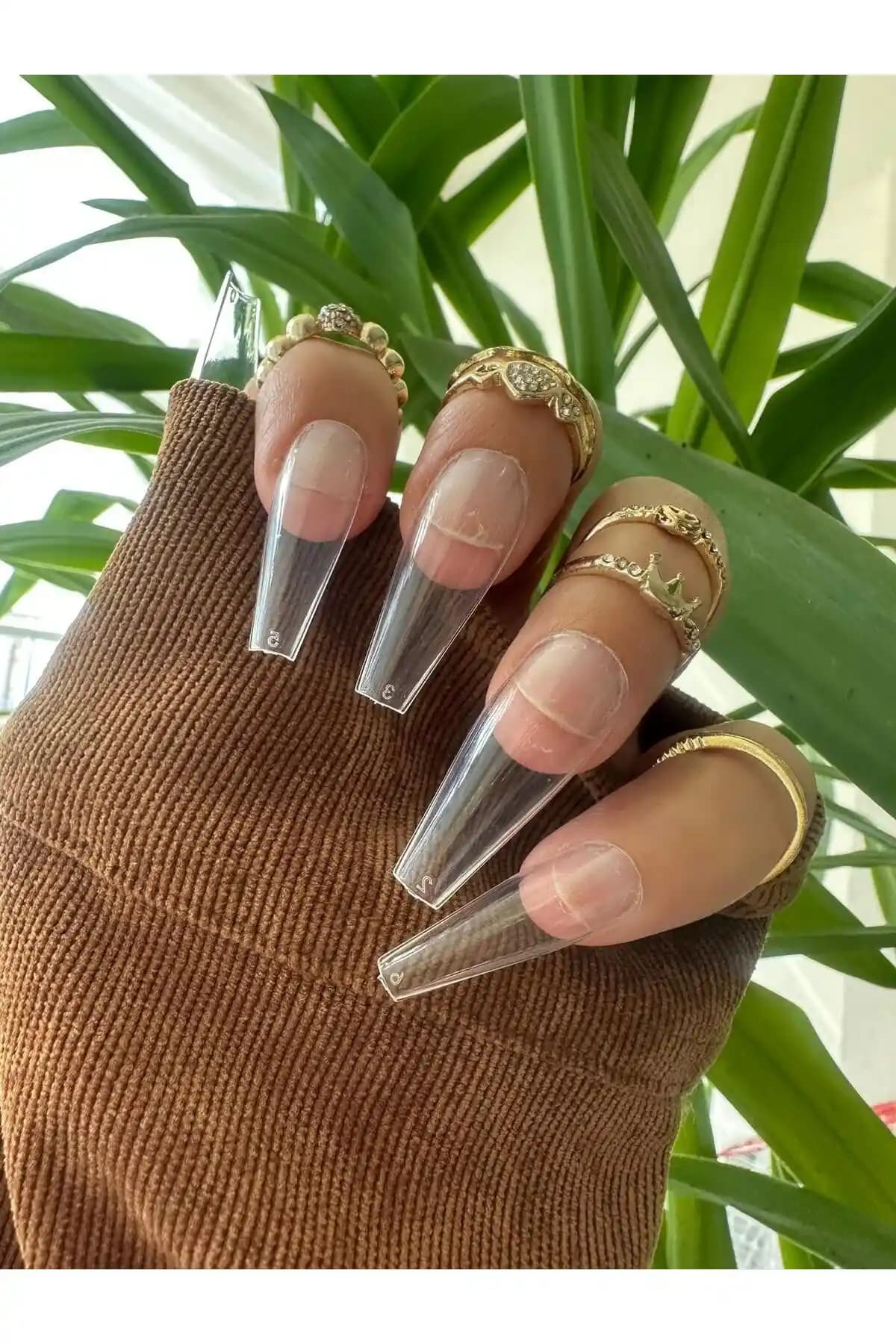 SyBelle Kozmetik 20 Adet Şeffaf Balerin Takma Tırnak Seti Estetik ve Kolay Kullanım