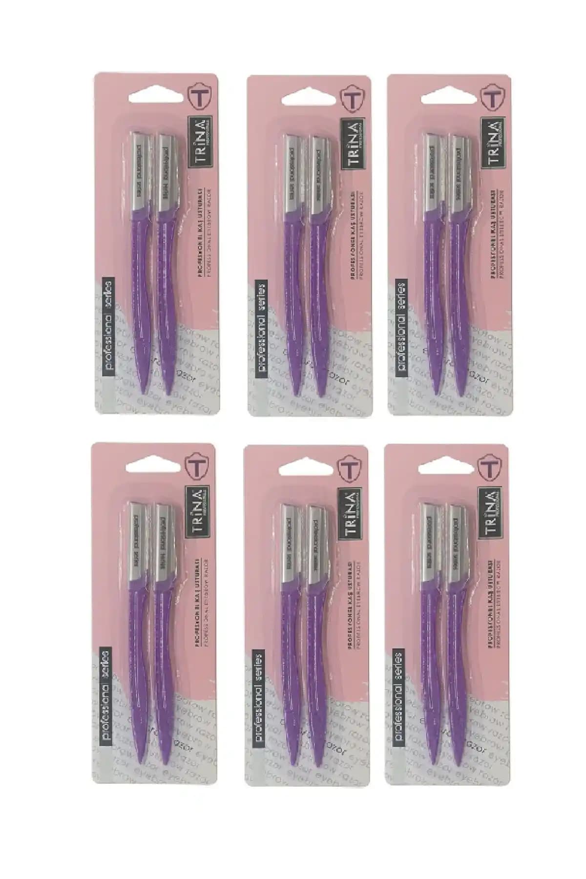 Trina Profesyonel 2'li Kaş Usturası 6 Paket Seti - Dayanıklı ve Ergonomik Tasarım