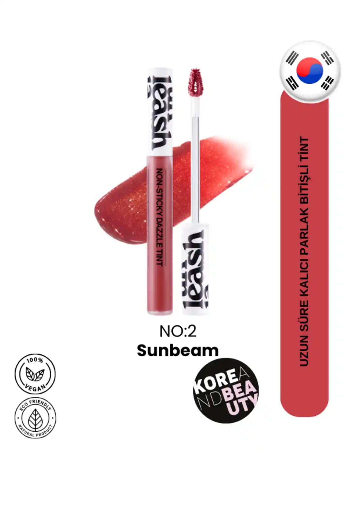 UNLEASHIA Non-sticky Dazzle Tint No:02 Sunbeam ile doğal parlak ve dolgun dudaklar elde edin