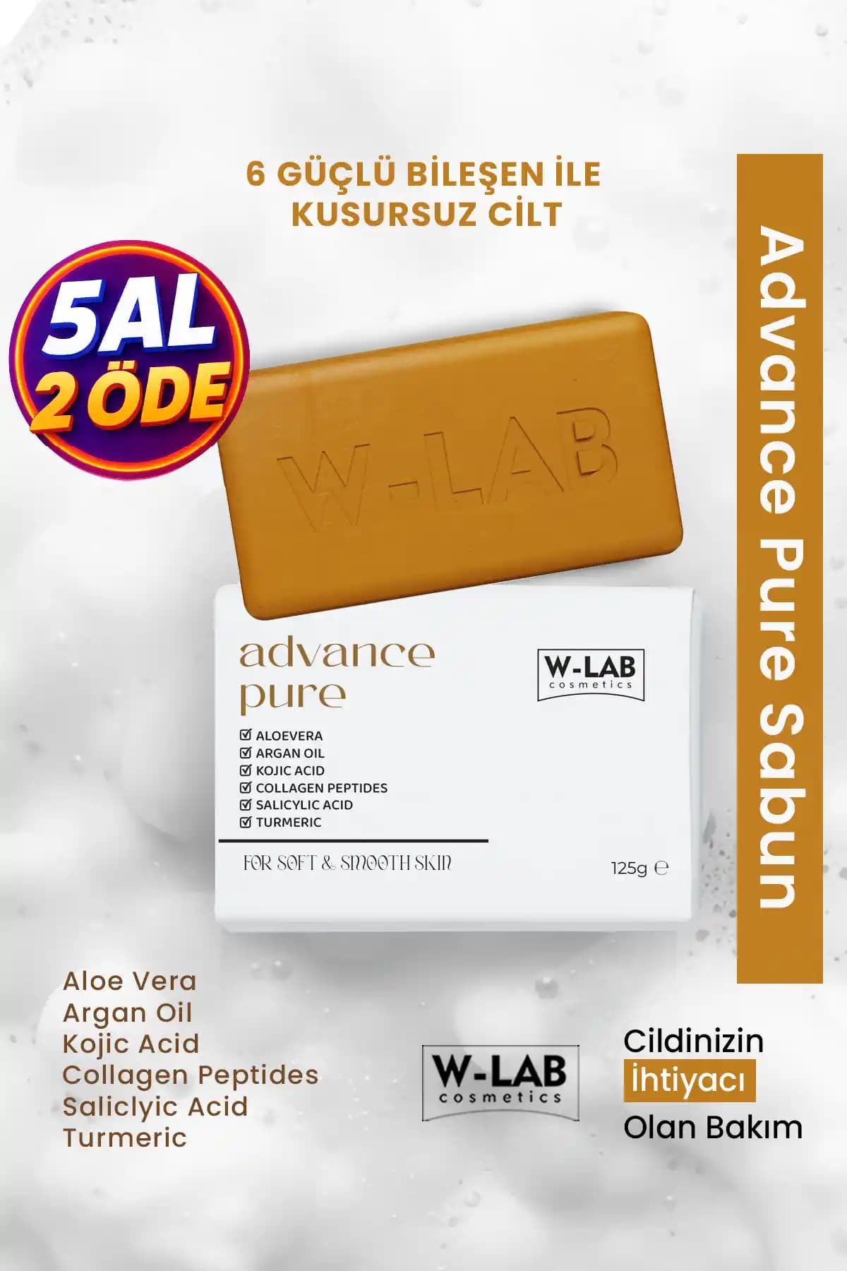 W-Lab Kozmetik Advance Pure Sabun Doğal İçeriklerle Cilt Temizliği ve Canlandırma