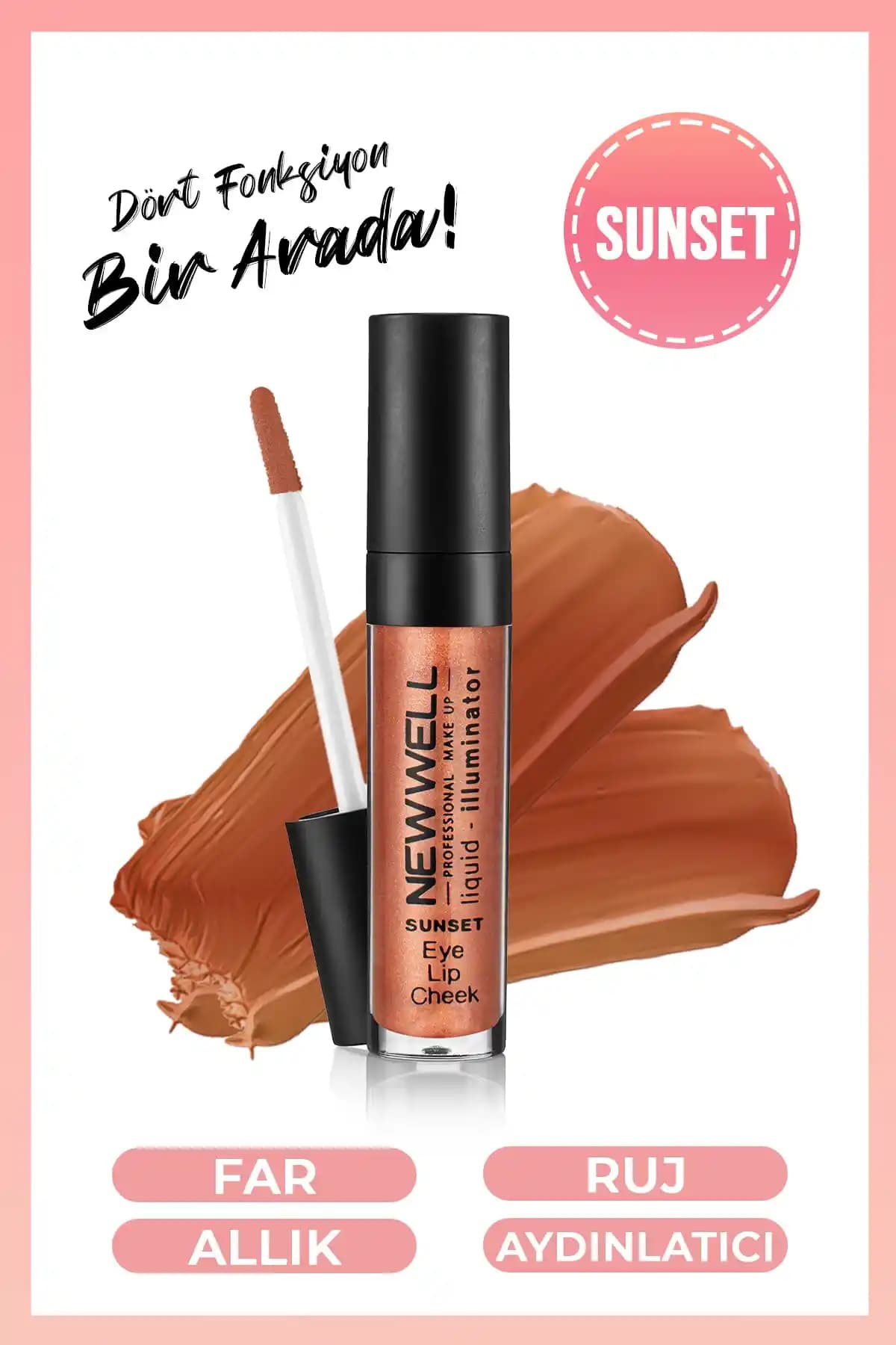 Well Liquid Illuminator Allık Sunset: Çok Yönlü ve Doğal Görünüm Sağlayan Makyaj Ürünü
