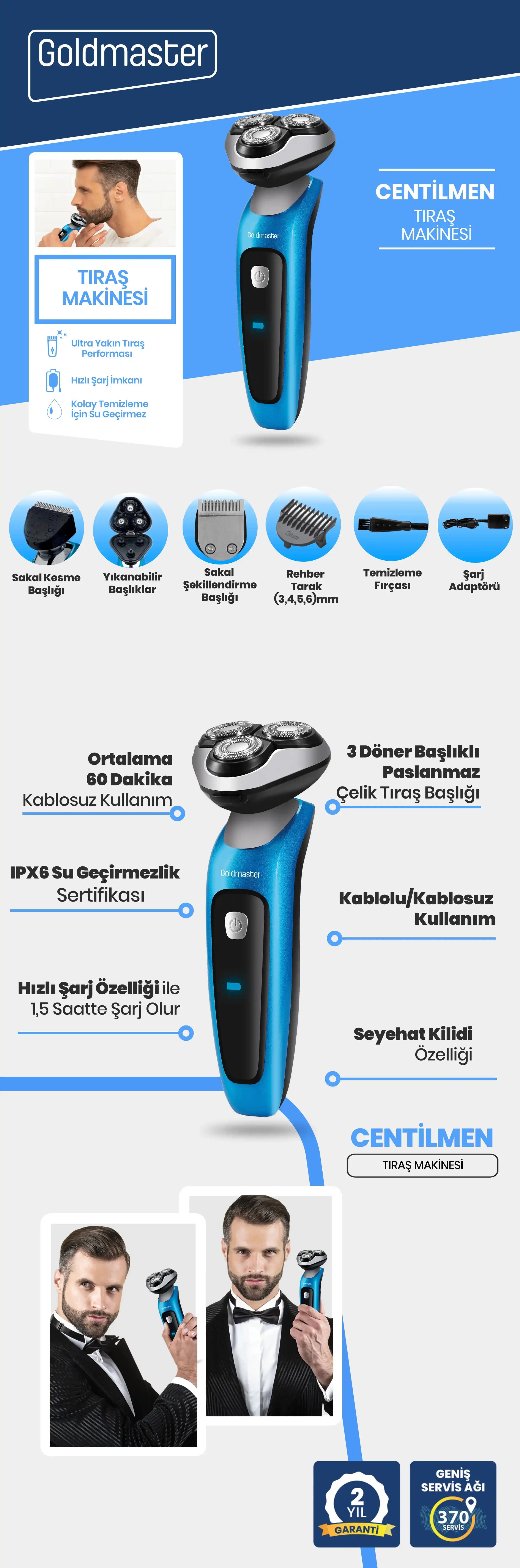 Centilmen GM-7150 Elektrikli Tıraş Makinesi: Hızlı Şarj ve Cilt Dostu Tasarım Özellikleriyle Modern Erkek Bakımı