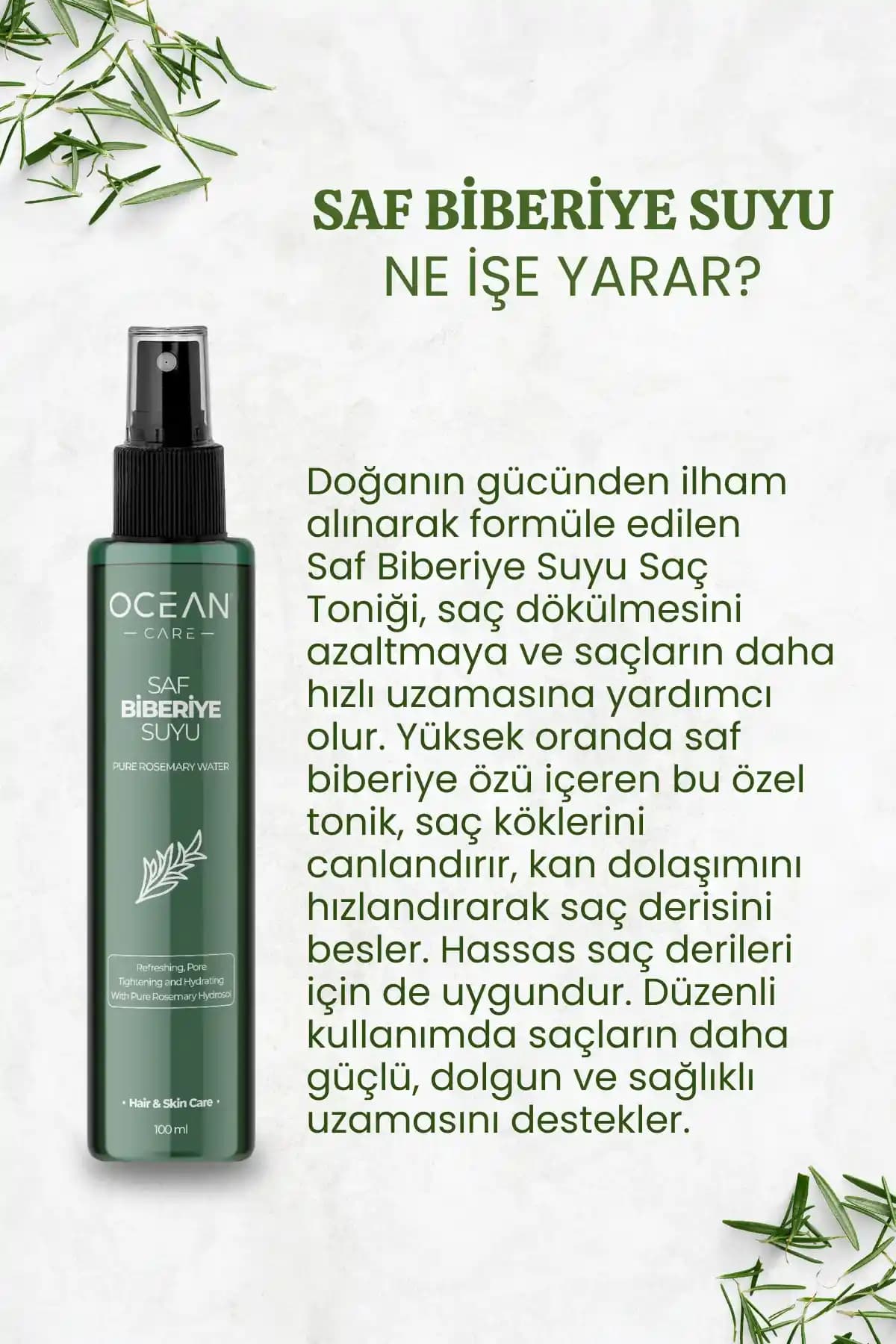 Maru.Derm Biberiye Saç Toniği Kepek ve Dökülmeye Karşı Doğal Çözüm