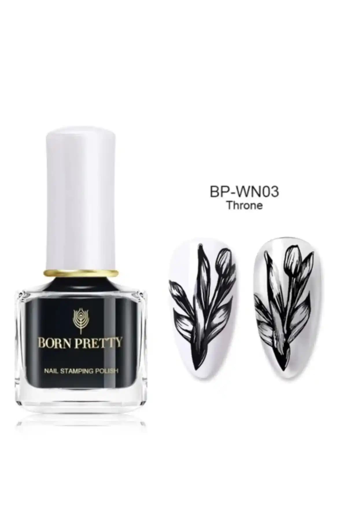 Born Pretty Baskı Ojesi Siyah 10 ml Detaylı Desenler ve Hızlı Kuruma Özelliğiyle