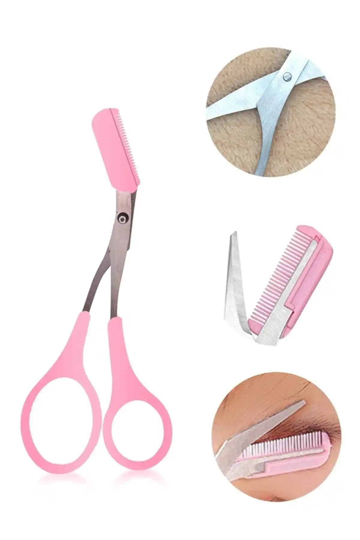 Genel Markalar Taraklı Kaş Makası Pembe Renk Estetik ve İşlevsel Tasarım