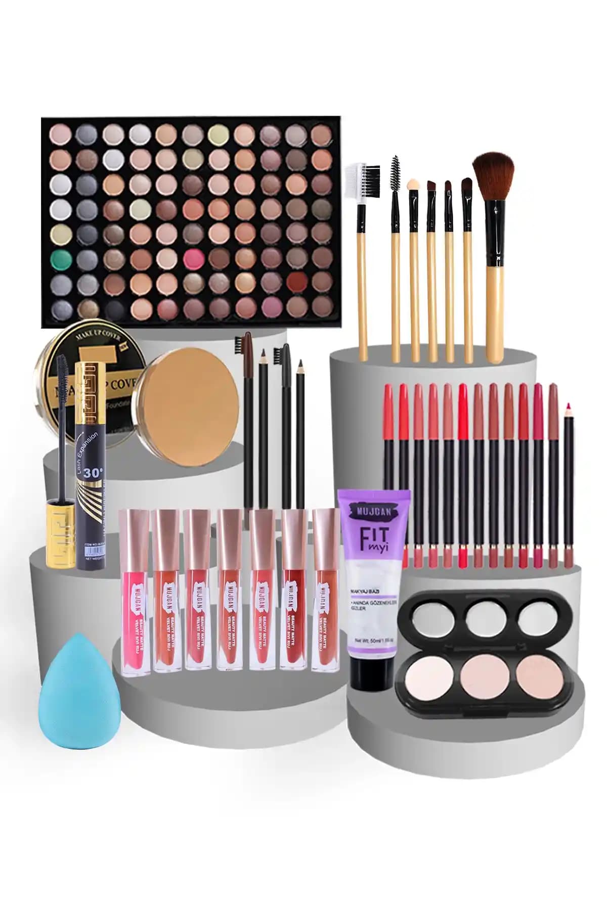 MUJGAN Mega 32 Parça Makyaj Seti Beyaz Ten İçin Geniş ve Çok Yönlü Makyaj Çözümü