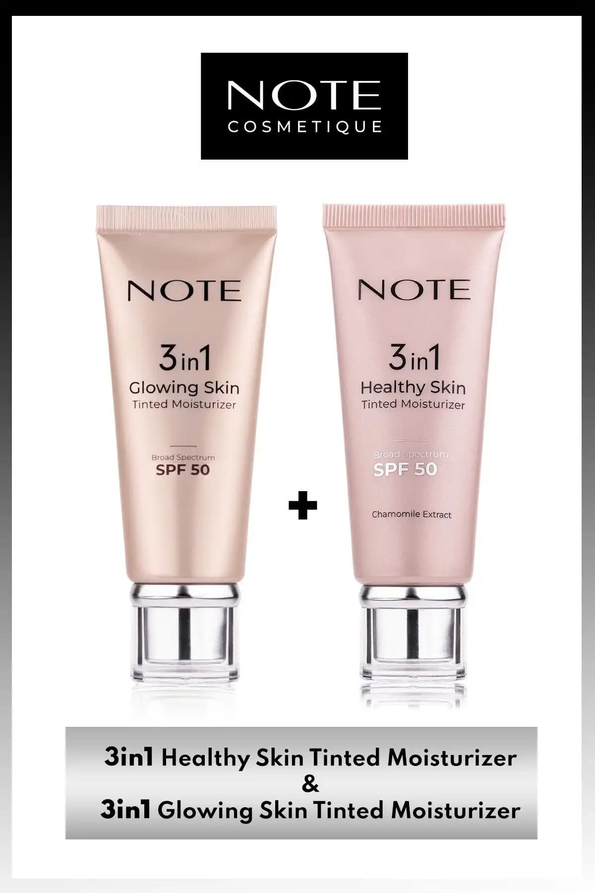Note Cosmetics 3 in 1 Tinted Ton Eşitleyici ve SPF 50 Koruyucu Krem ile Sağlıklı Parlak Cilt