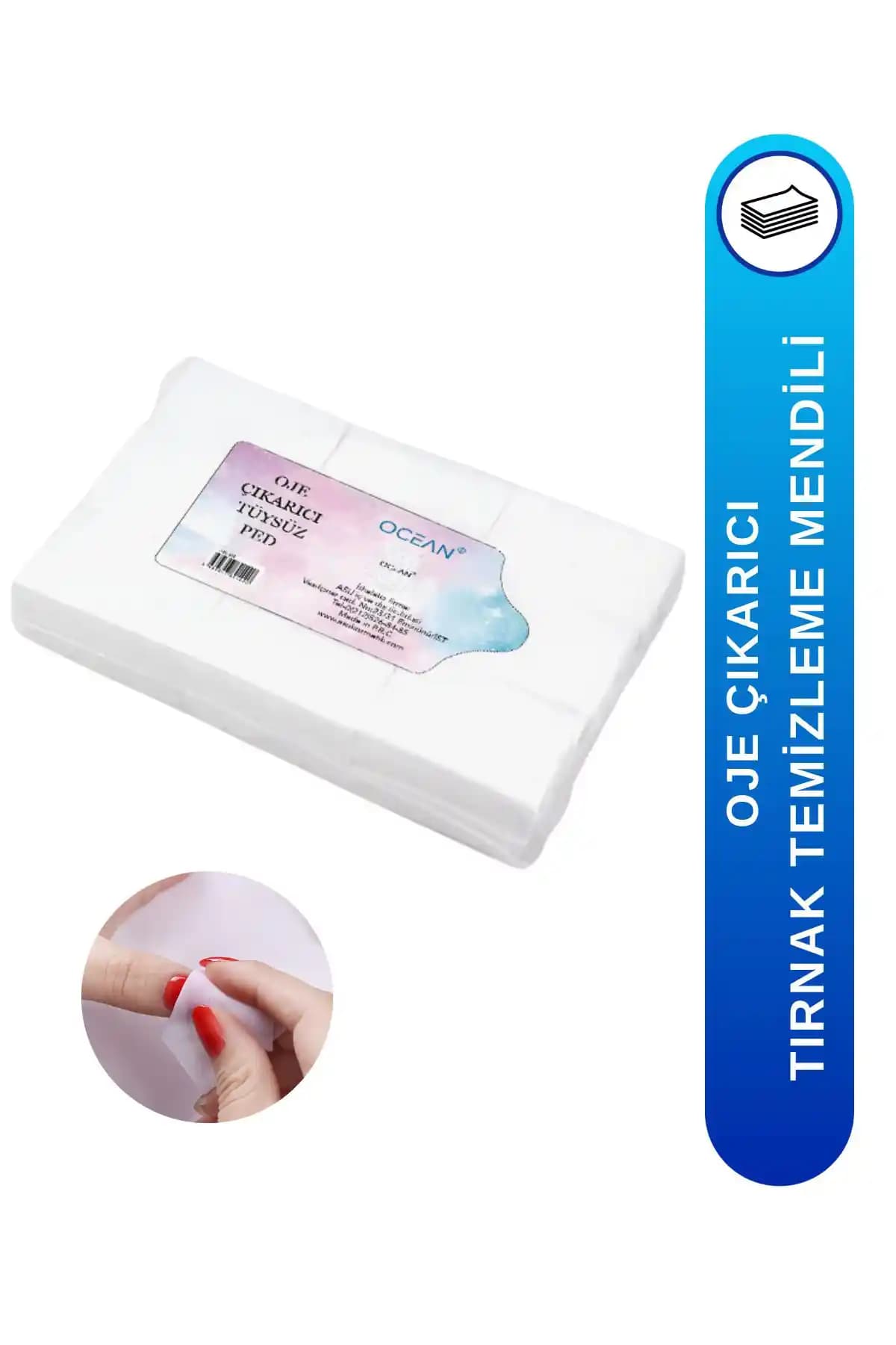 Ocean Oje Çıkarıcı Ped Beyaz Tüysüz ve Asetonsuz Tırnak Temizleme Pedi