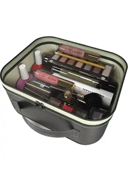 Akselife Şeffaf Makyaj Çantası ile Olalab Gümüş Cilt Bakım Çantası Karşılaştırması
