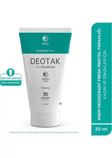 Deotak Mentol Ferahlığı Krem Deodorant Günlük Kullanım İçin Uzun Süreli ve Güvenilir Koruma