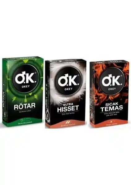 Okey Prezervatif Rötar Ultra Hisset ve Sıcak Temas Seti Güvenli ve Konforlu Kullanım İçin Uygun