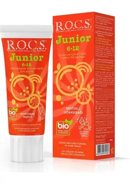 R.O.C.S. Junior Meyve Taşında Diş Macunu 6-12 Yaş Çocuklar İçin Güvenli ve Lezzetli