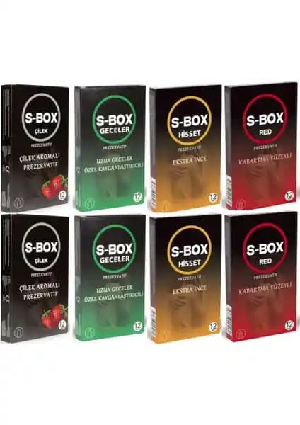 S-Box 8 Adet Karma Prezervatif Seti Güvenli ve Konforlu Kullanım İçin Uygun