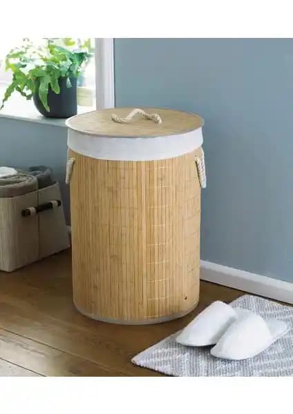 Ttt Mdb Decohandy Yuvarlak Bambu Kirli Sepeti: Şık ve Dayanıklı Çamaşır Sepeti