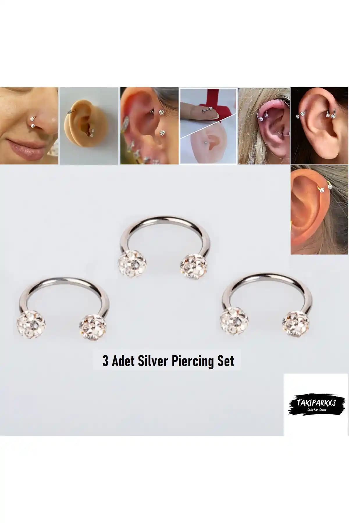 Kadınlar İçin Dayanıklı Cerrahi Çelik Septum Piercing 6 mm Parlak Beyaz Tasarım