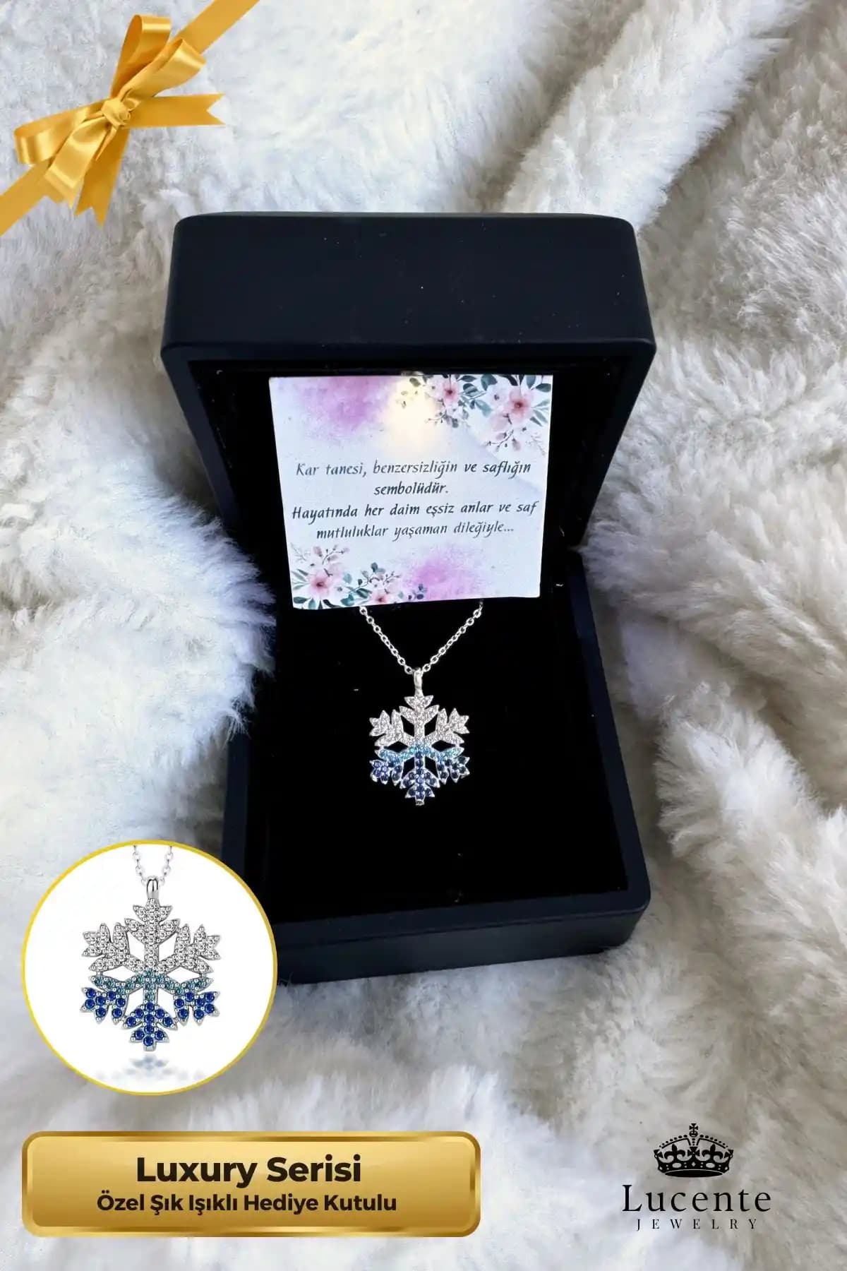 Lucente Jewellery Luxury Serisi Kar Tanesi 925 Ayar Gümüş Kolye Hediye Kutusunda