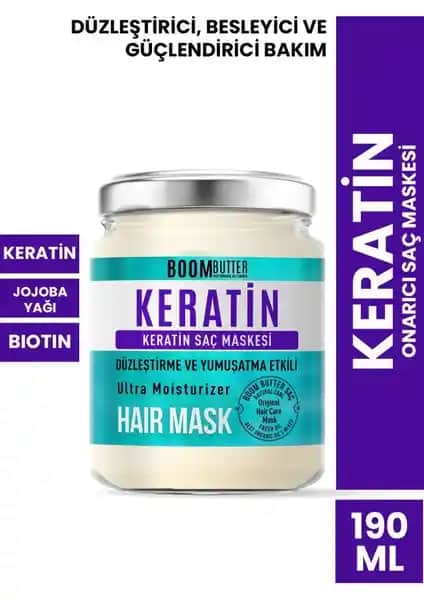 Boom Butter Onarıcı Keratin Saç Maskesi: Saçlarınızı Güçlendiren ve Parlatan Bakım Çözümü