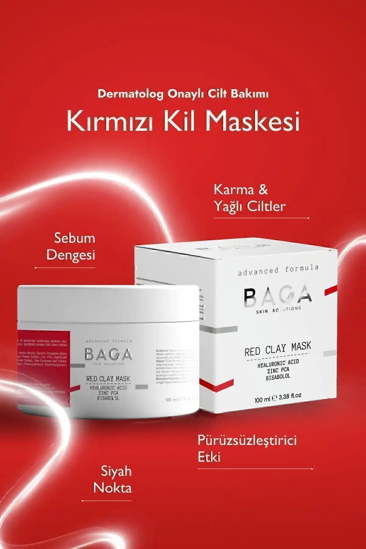 Baga Kırmızı Kil Maskesi: Yağlı ve Karma Ciltler İçin Doğal Gözenek Temizleyici ve Nemlendirici Maske