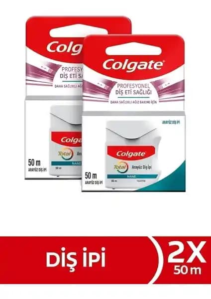 Colgate Total Profesyonel Diş Eti Sağlığı Arayüz Diş İpi 50 M x2 - Etkili Temizlik