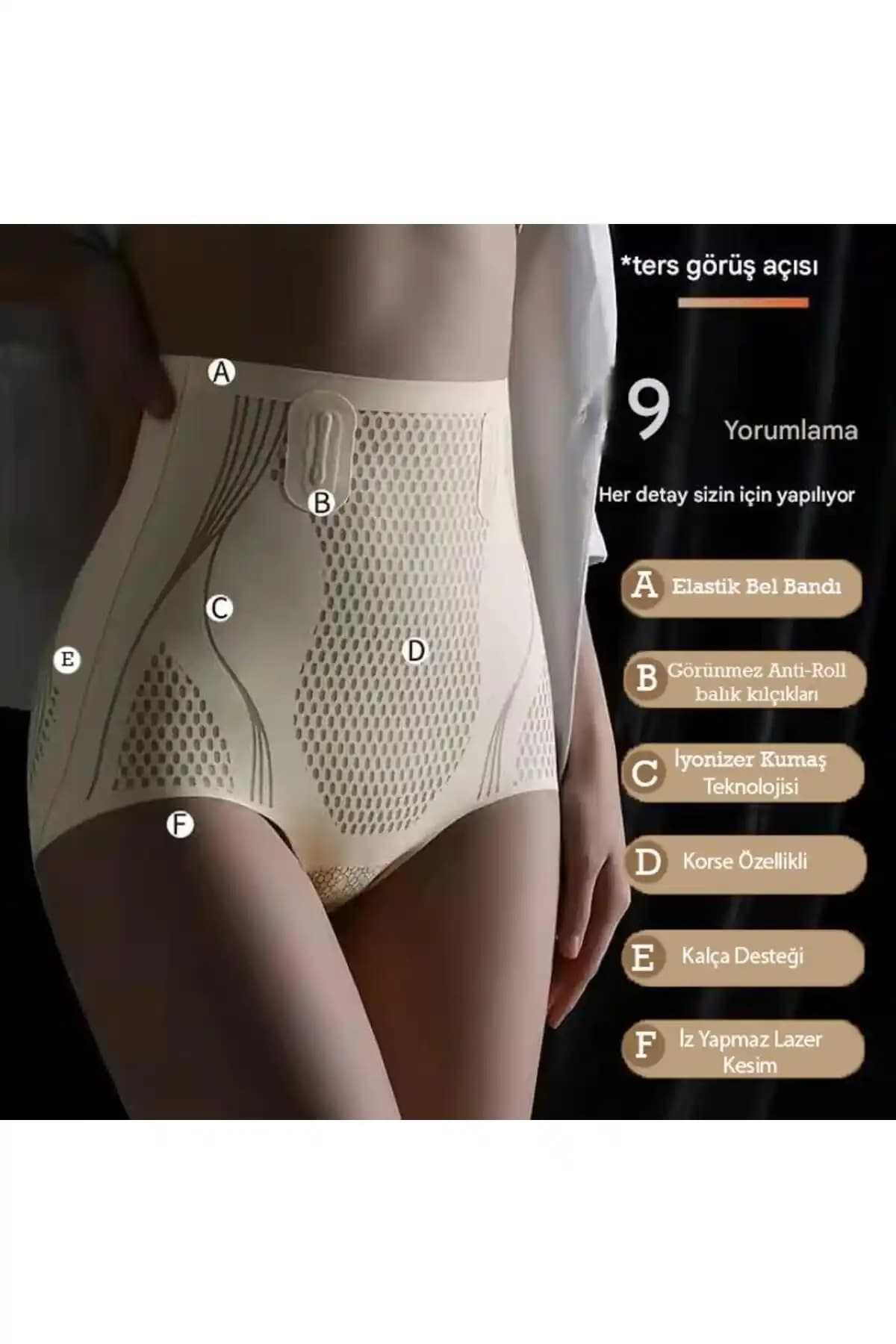 Criticman Kadın Dikişsiz Seamless Balen Destekli Kaymaz Bel Yüksek Bel Toparlayıcı Korse Külot