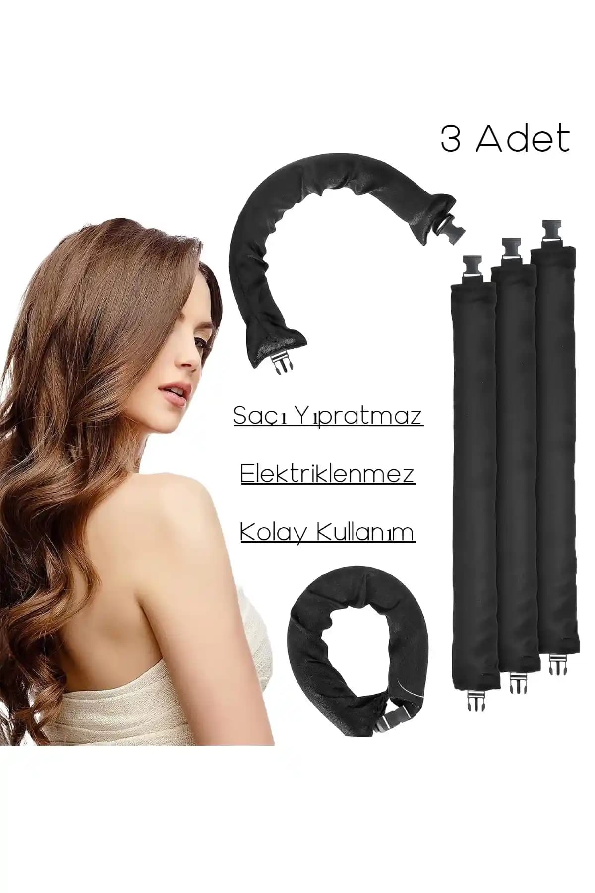 Deko Dekor Siyah Saten Saç Şekillendirici ile Isısız ve Zarif Saç Stili Yaratın