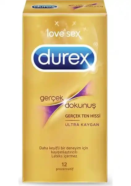 Durex Gerçek Dokunuş Ultra Kaygan Prezervatif 12'li - Doğal His ve Konfor