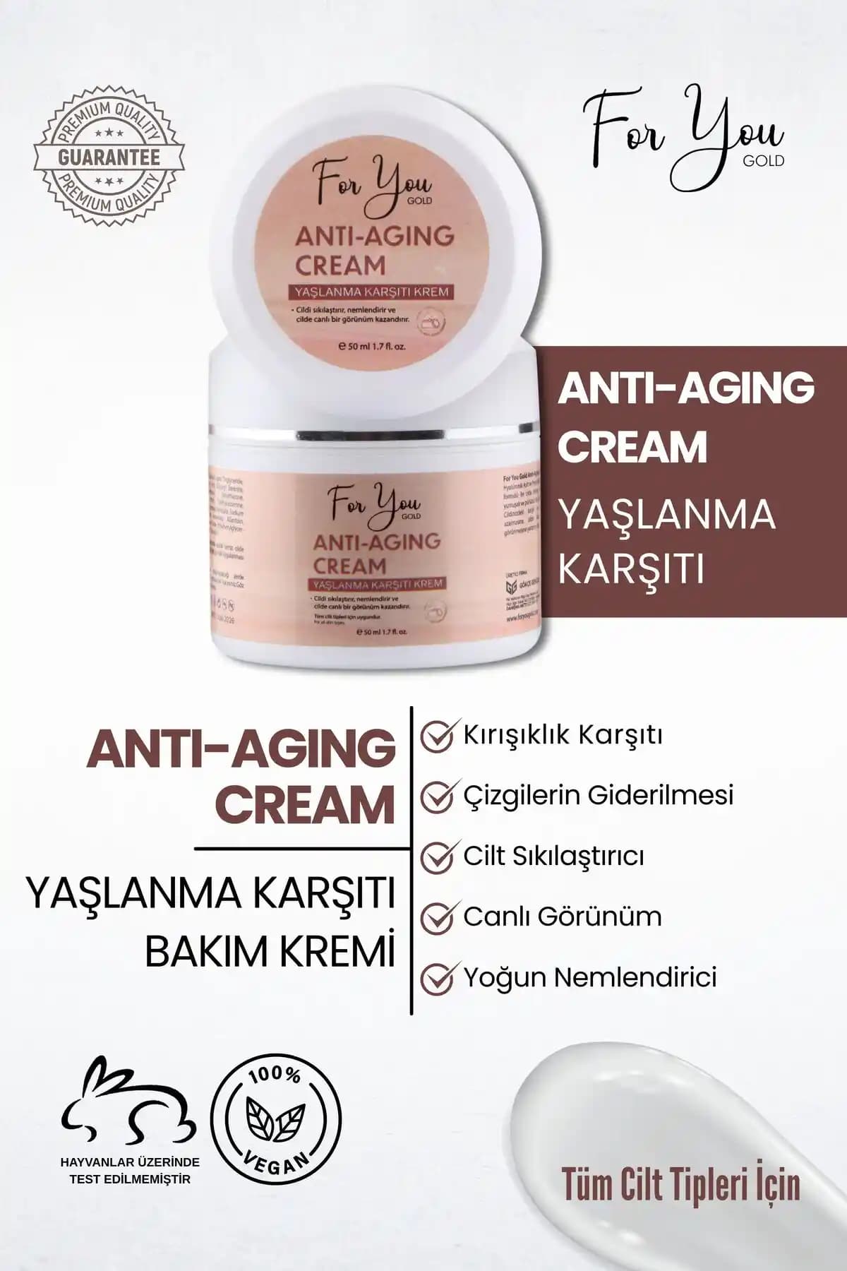 For You Gold Kırışıklık ve Yaşlanma Karşıtı Sıkılaştırıcı Etkili Anti-aging Cilt Bakım Kremi 50 ml