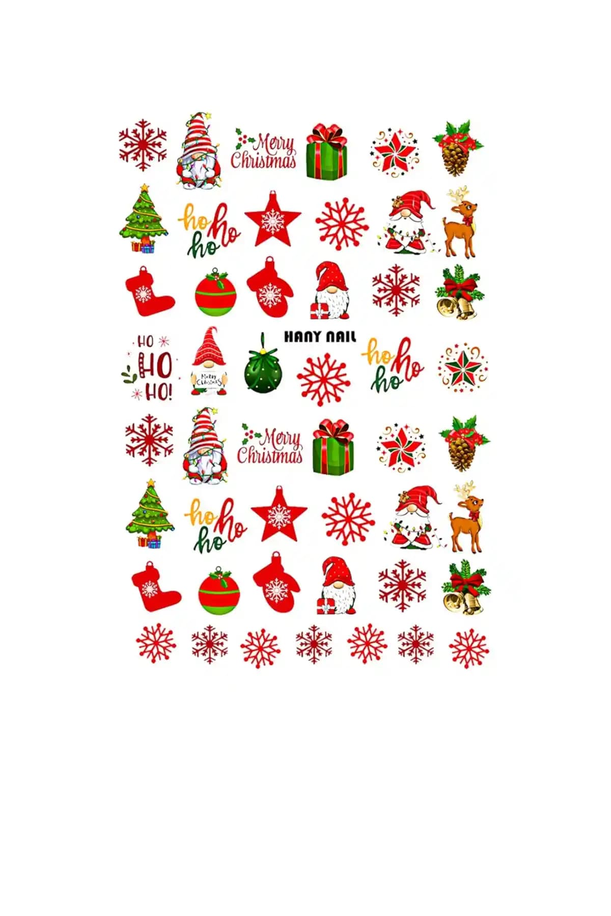 Hanyi Nail Yılbaşı Noel Kartanesi Su Transfer Tırnak Sticker ile Şık Tırnak Süsleme