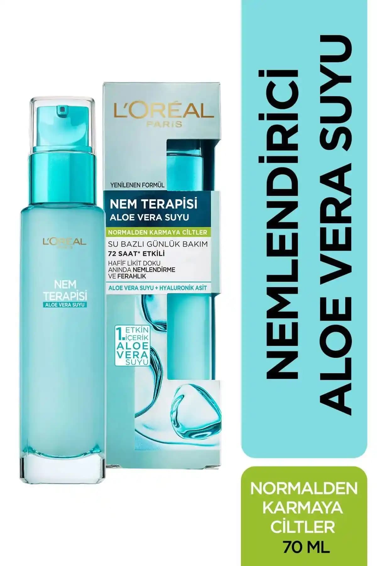 L'Oréal Paris Nem Terapisi Aloe Vera Suyu: Karma Ciltler İçin Su Bazlı Nem Bombası