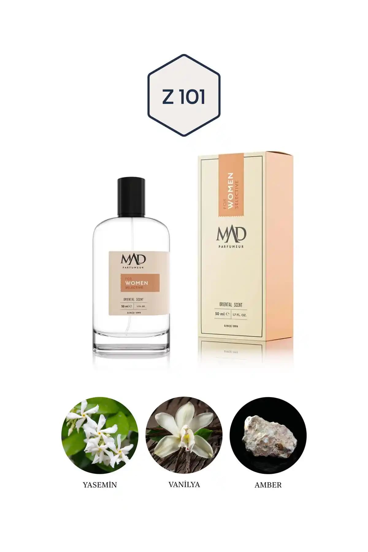 Mad Parfüm Mad Z101 Selective 50 ml Kadın Parfümü Oryantal ve Fresh Koku Dengesi
