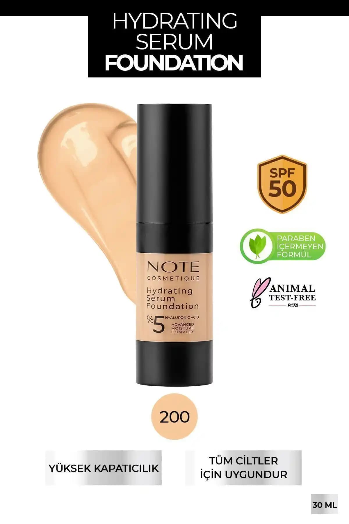 Note Cosmetics Hydrating Serum SPF 50 Nemlendirici ve Kapatıcı Fondöten Özellikleri