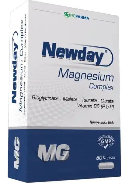 RCFARMA Newday Magnezyum Complex 60 Kapsül: Çoklu Magnezyum Formları ve Vitamin B6 Desteği
