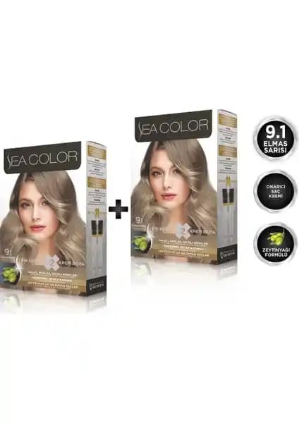 Sea Color 9.1 Elmas Sarısı 2'li Set Boya ile Kalıcı ve Canlı Saç Rengi Deneyimi