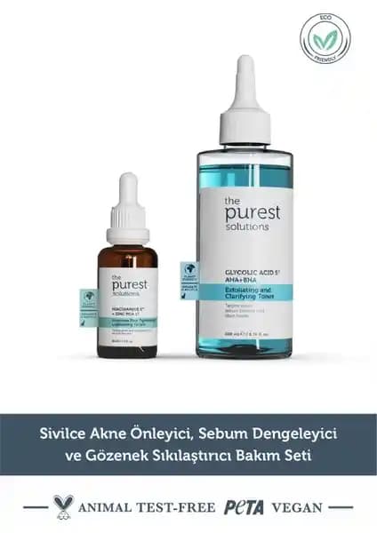 The Purest Solutions Cilt Bakım Seti: Niacinamide ile Gözenek ve Yağ Dengesini Sağlayan Bakım