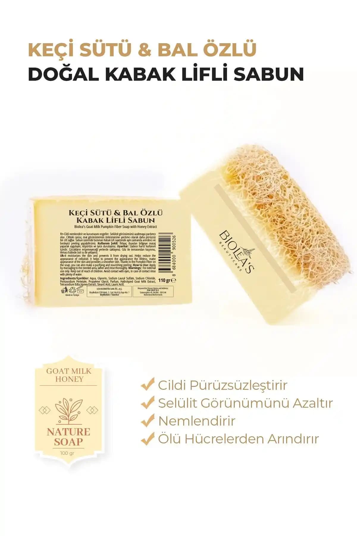 Biolea Doğal Kabak Lifli Keçi Sütü ve Bal Özlü Postbiyotik Sabunu İncelemesi