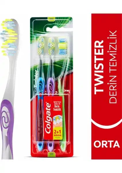 Colgate Twister Diş Fırçası Orta Sertlik Spiral Kıllı Günlük Ağız Bakımı Ürünü