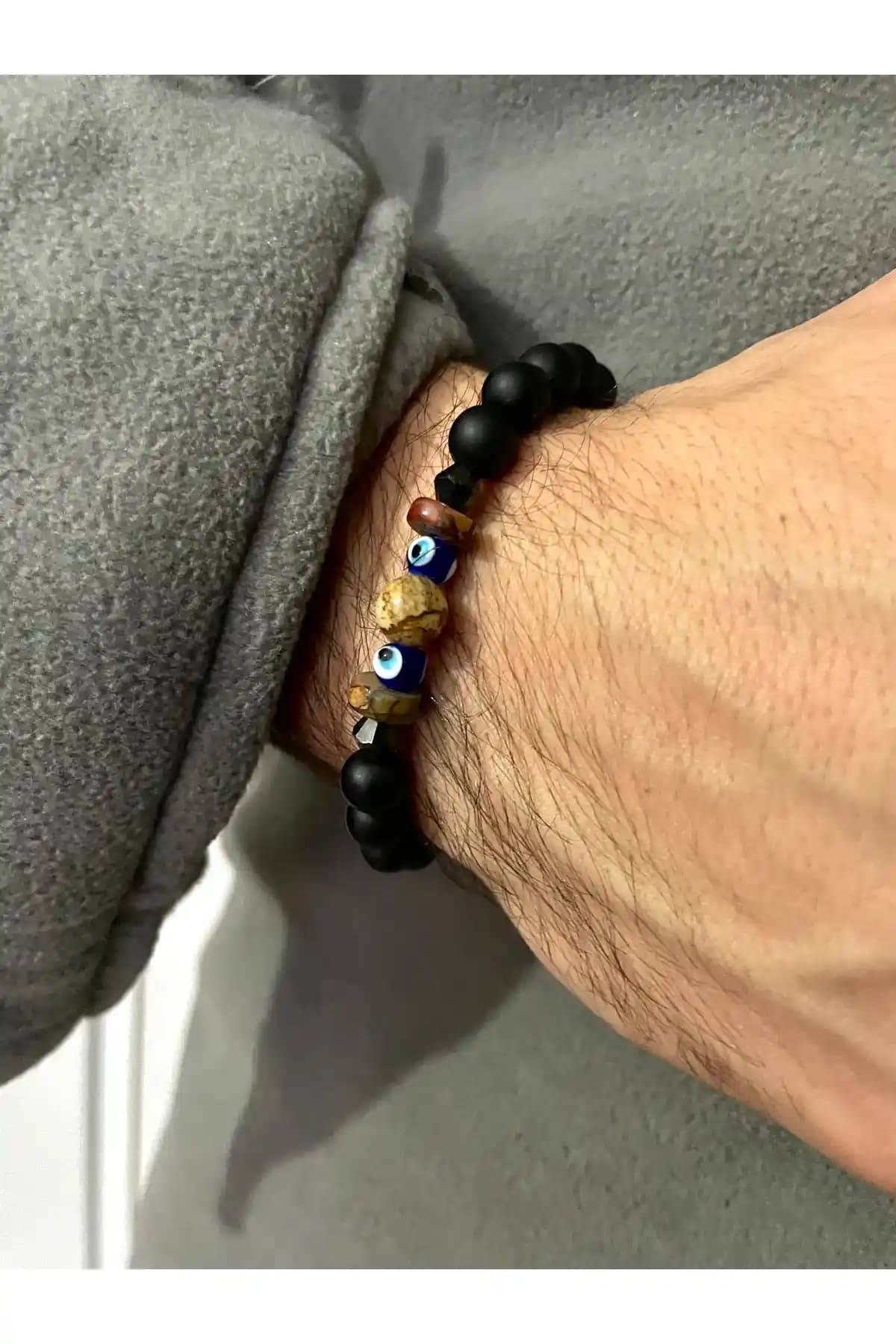 Doğal Jasper Taşlı Çok Renkli Bileklik Unisex Şık ve Dayanıklı Aksesuar