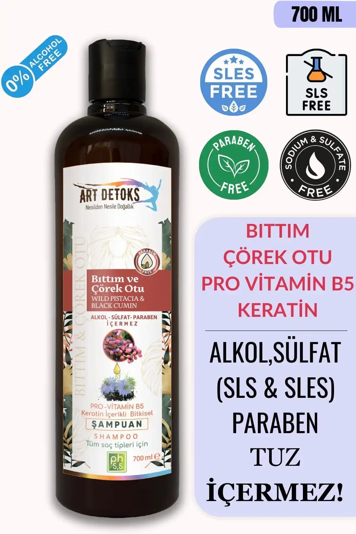 Doğal ve Güçlendirici Art Detoks Bıttım Çörek Otu Şampuanı Saç Sağlığını Destekler