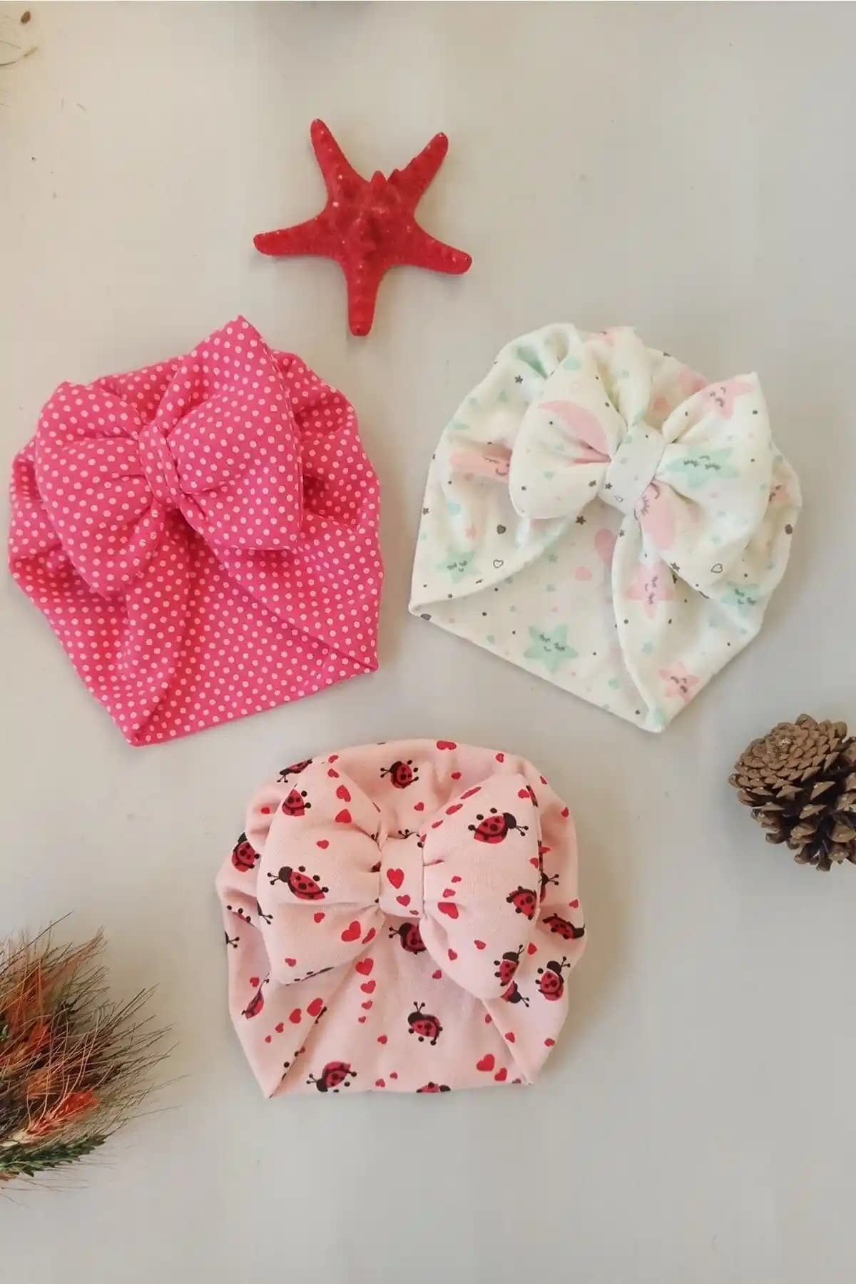 Dubi Baby 3'lü Kız Bebek Bone Bandana Seti Renkli ve Rahat Tasarımıyla Güvenle Kullanım